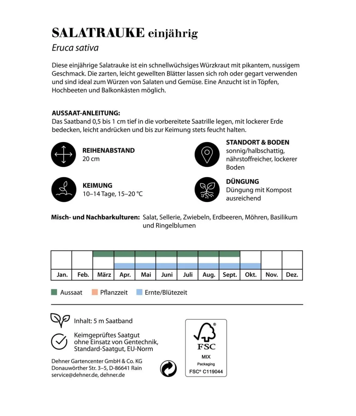 Dehner Saatband Salatrauke einjährig, L5 m