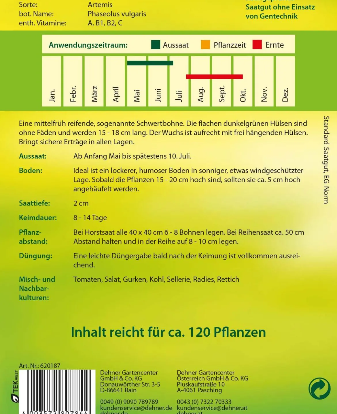 Dehner Samen Buschbohne 'Artemis'