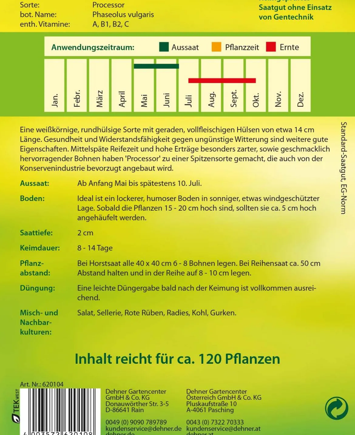 Dehner Samen Buschbohne 'Processor'