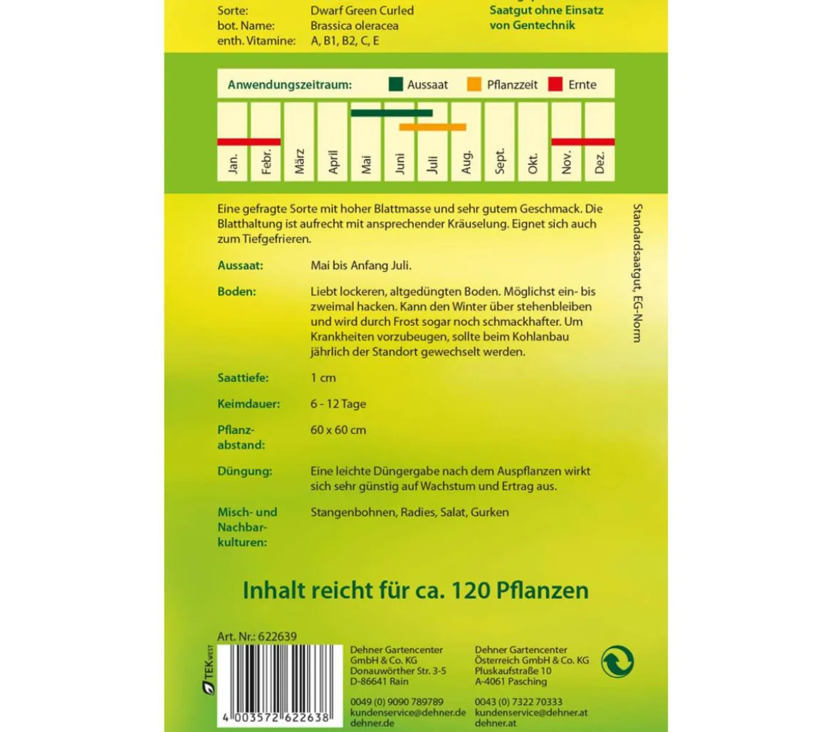 Dehner Samen Grünkohl 'Dwarf Green Curled'