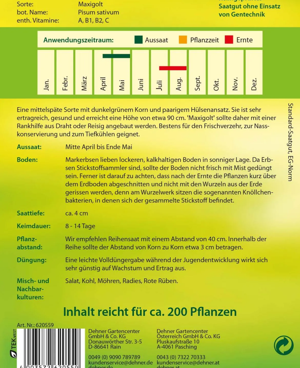 Dehner Samen Markerbse 'Maxigolt'