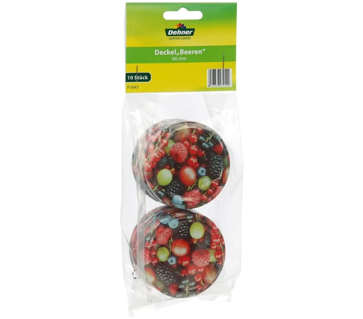 Dehner Schraubdeckel Beeren, für Einkochgläser Ø66 mm, 10er-Set