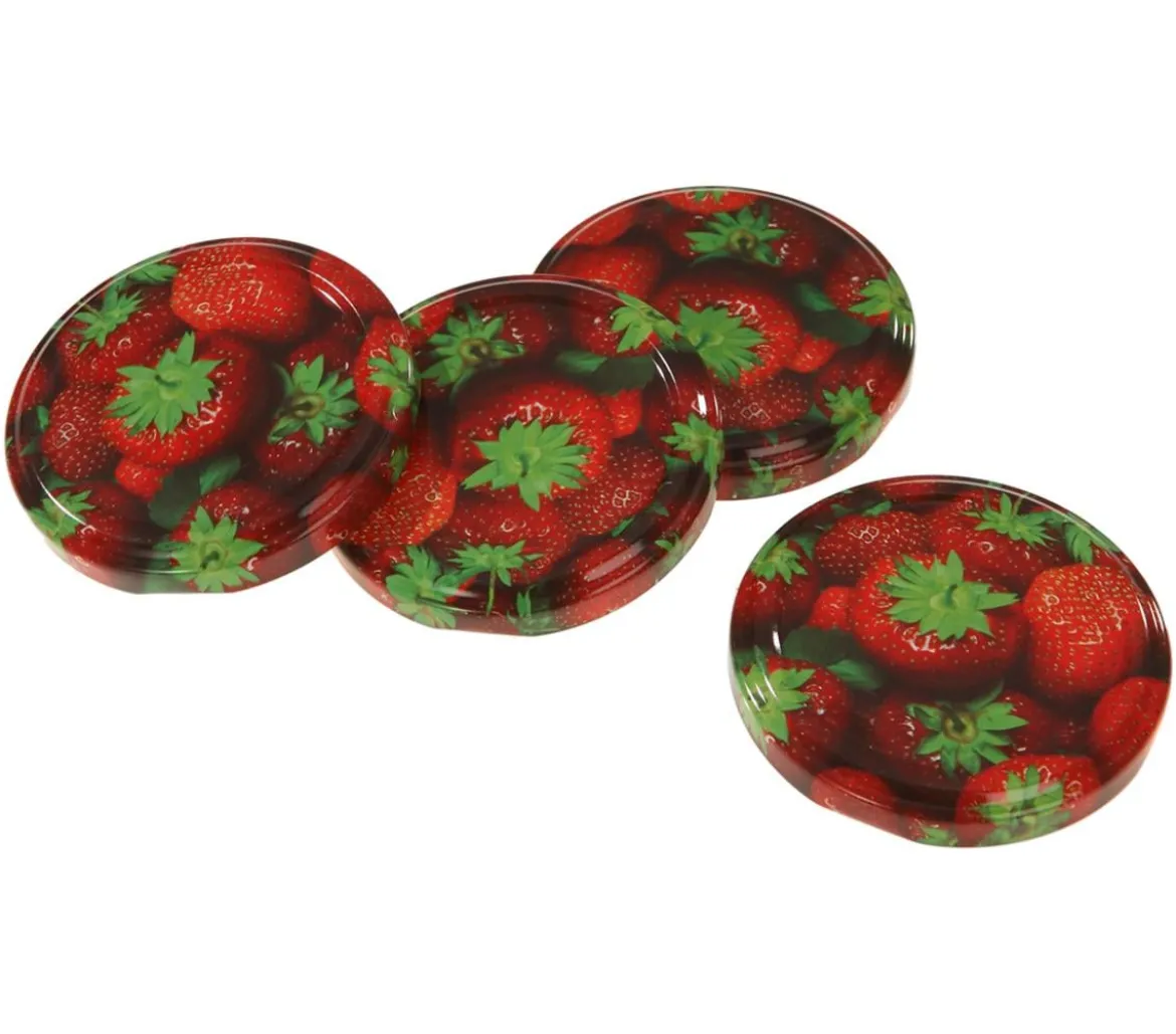 Dehner Schraubdeckel Erdbeeren für Einmachgläser, Ø66 mm, 10er-Set