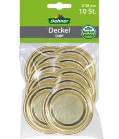 Dehner Schraubdeckel gold, für Einkochgläser, Ø58 mm, 10er-Set
