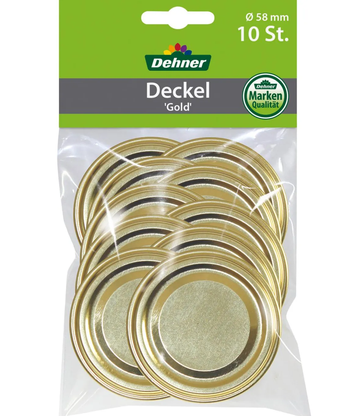 Dehner Schraubdeckel gold, für Einkochgläser, Ø58 mm, 10er-Set
