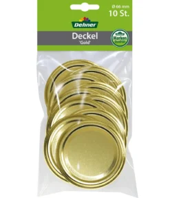 Dehner Schraubdeckel, gold, für Einkochgläser, Ø66 mm, 10er-Set