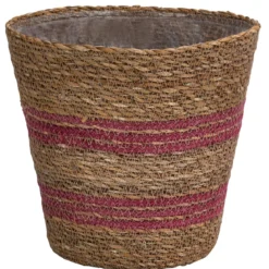 Dehner Seegras-Korb Stripes, konisch, pink/hellbraun