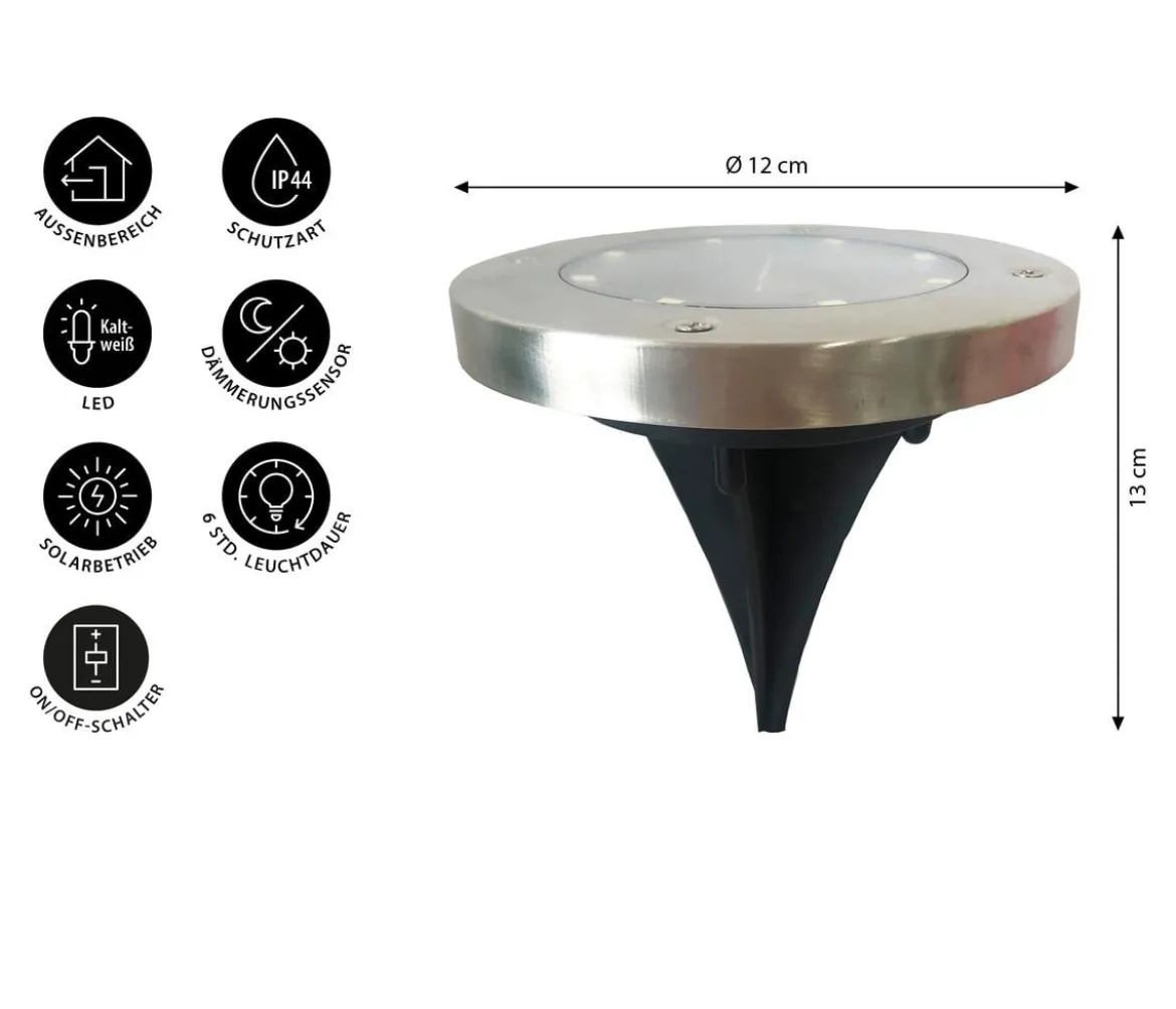 Dehner Solar-Bodenleuchte Skiva, ca. Ø12/H13 cm