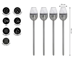 Dehner Solar-Edelstahlleuchte Jaro, 4er-Set