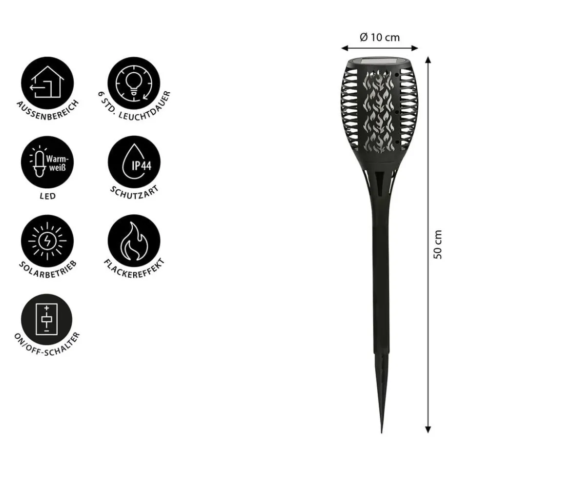 Dehner Solar-Flammenfackel Nura, ca. Ø10/H50 cm
