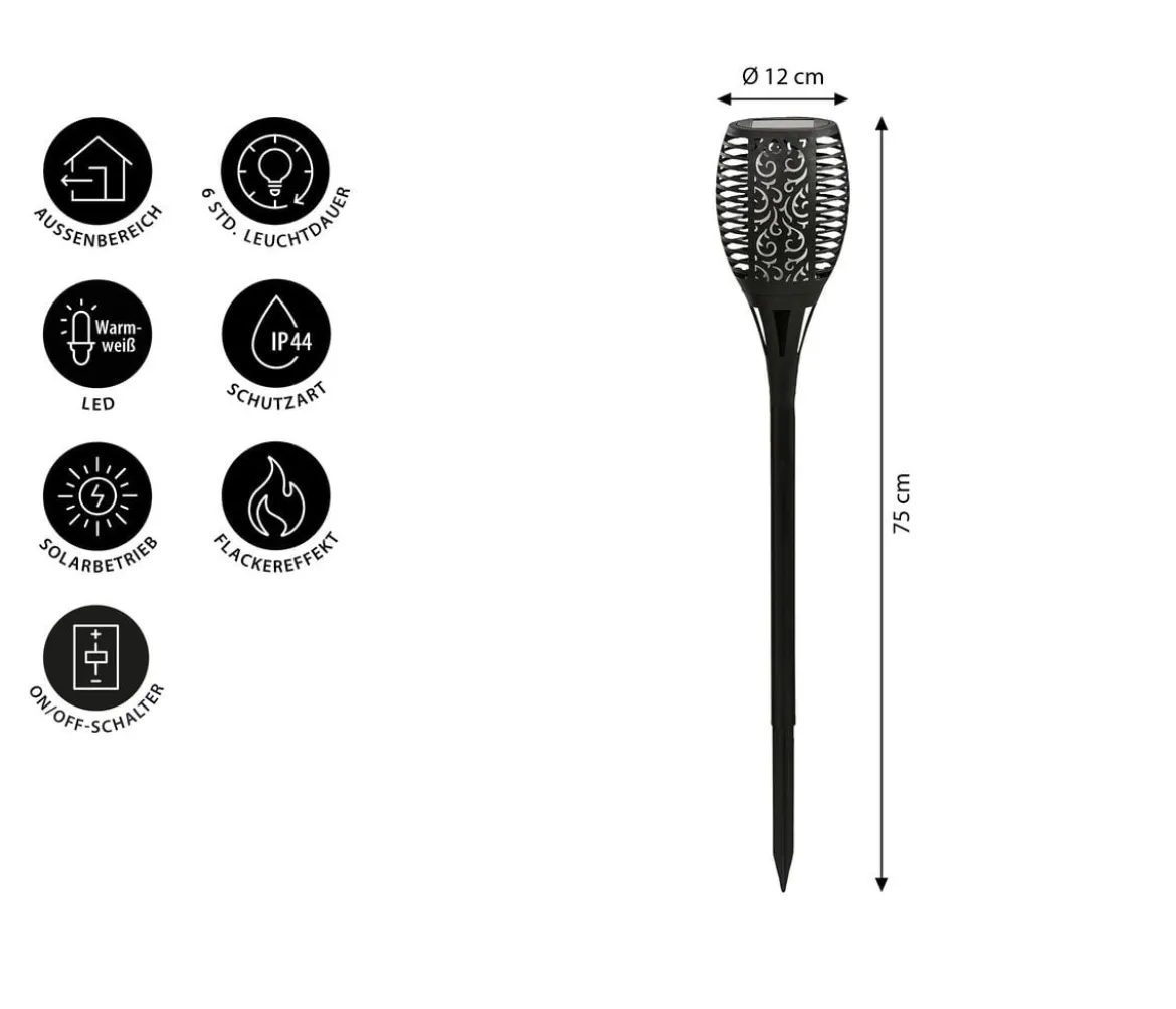 Dehner Solar-Flammenfackel Nura, ca. Ø12/H75 cm