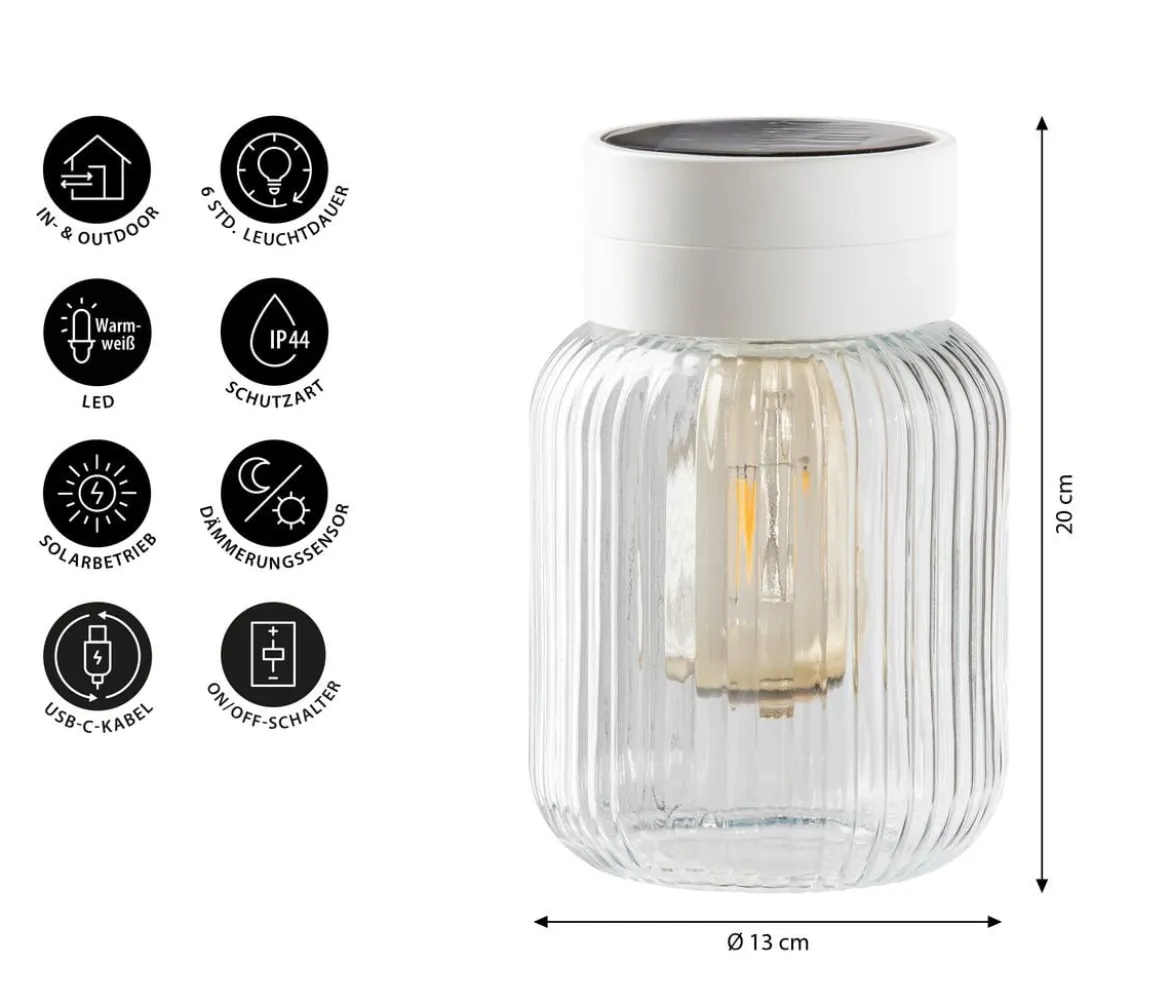Dehner Solar-Glas Rania, ca. Ø13/H20 cm