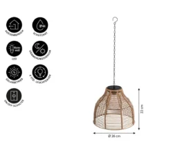 Dehner Solar-Hängelampe Mila, ca. Ø26/H22 cm