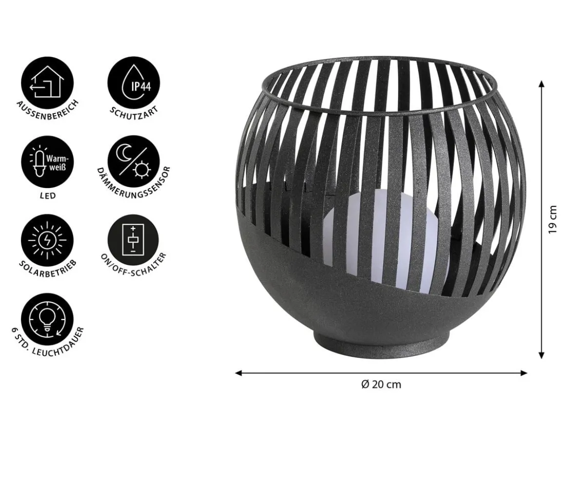 Dehner Solar-Lampe Mina, ca. Ø20/H19 cm