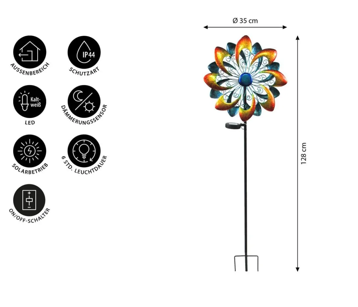 Dehner Solar-Windrad Molino, ca. Ø35/H128 cm