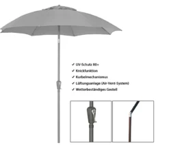 Dehner Sonnenschirm Kos, rund, ca. Ø220 cm