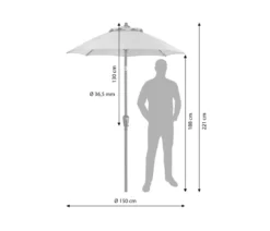 Dehner Sonnenschirm Vido, rund, ca. Ø150 cm