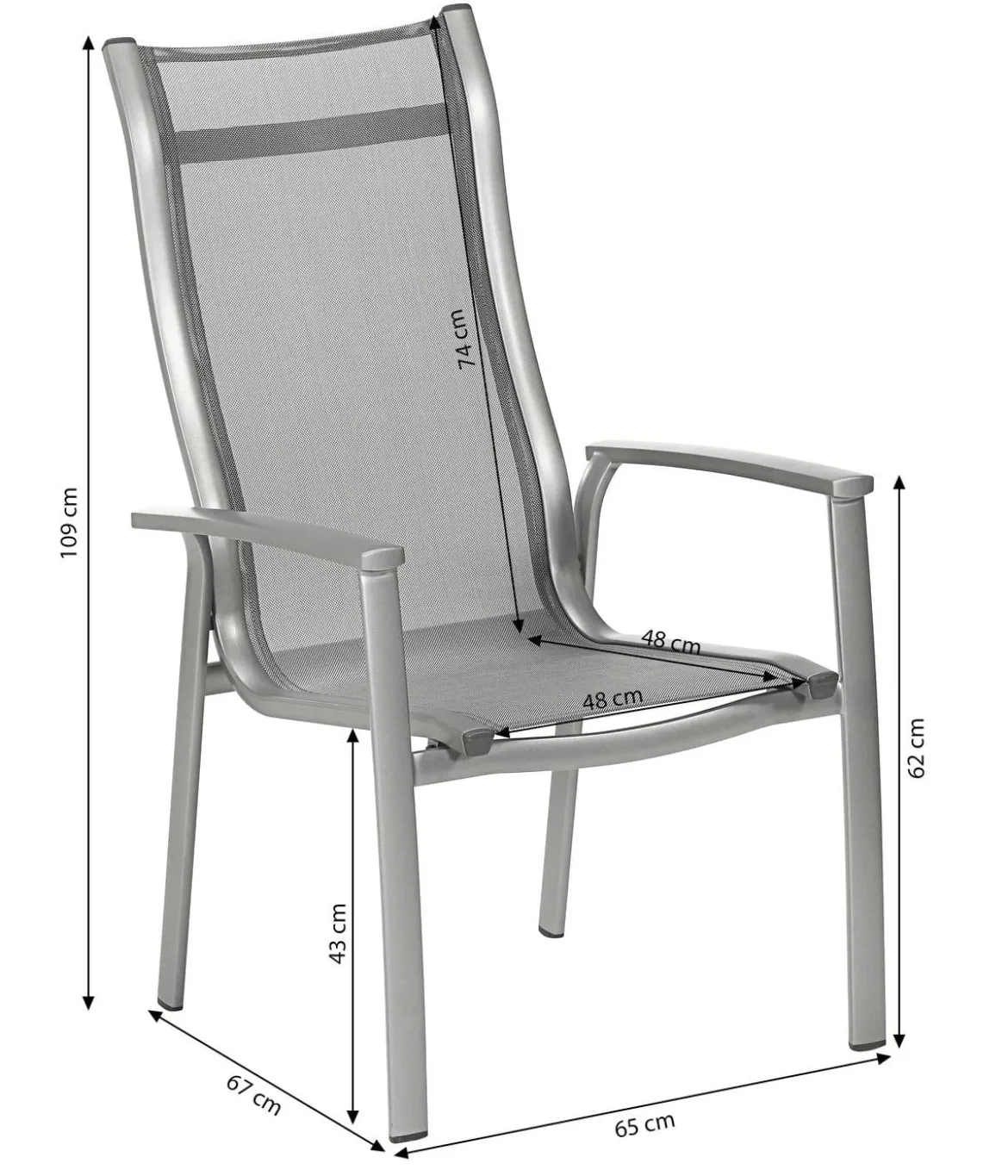 Dehner Stapelstuhl Hochlehner Chicago, ca. B65/H109/T67 cm