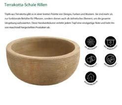 Dehner Terrakotta-Schale Rillen, rund, antik-braun