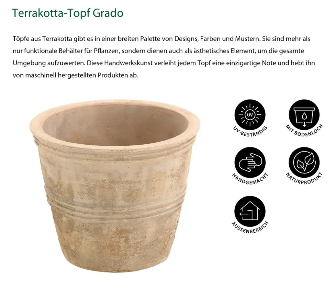 Dehner Terrakotta-Topf Grado, rund, antik-terrakotta