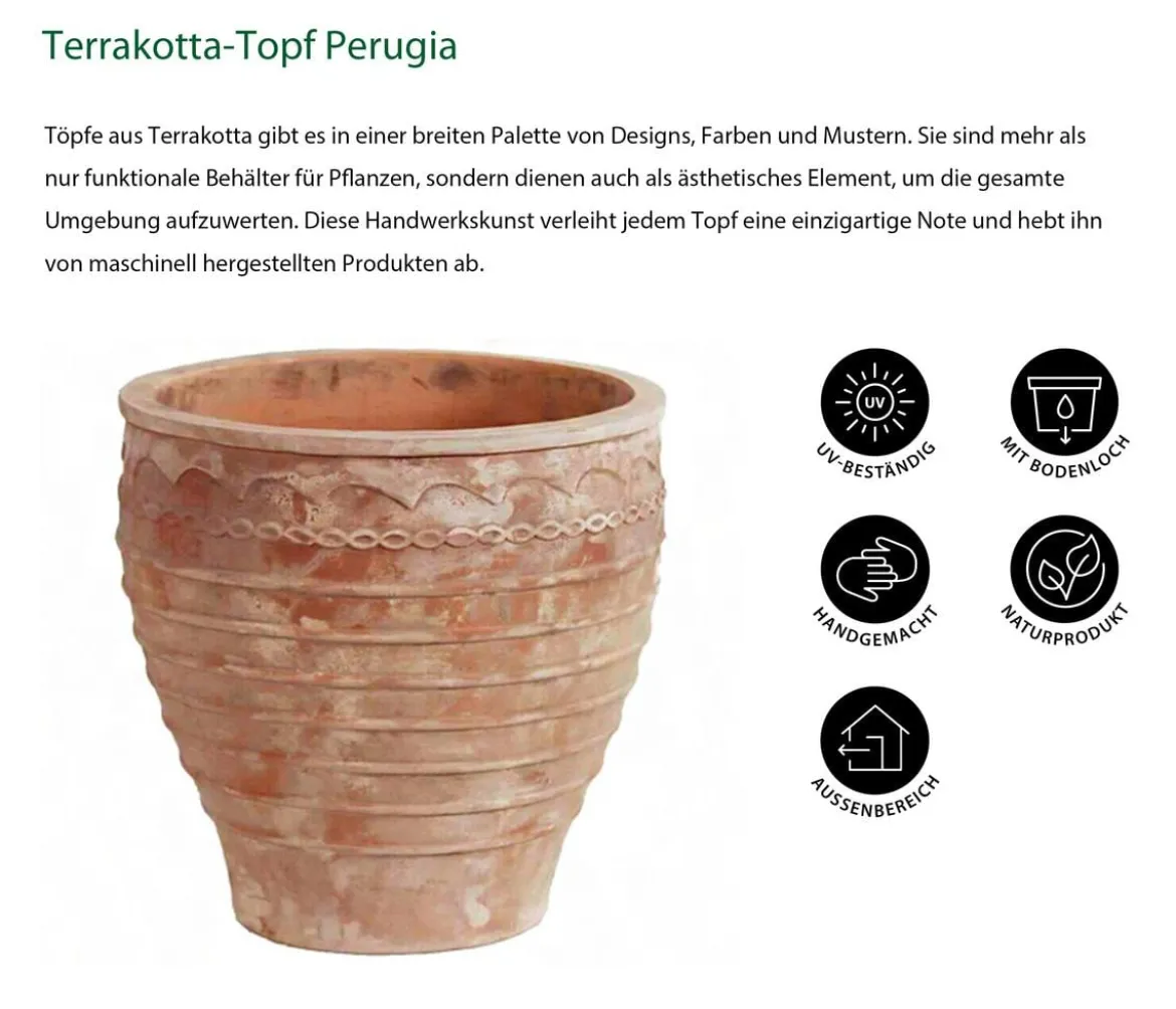 Dehner Terrakotta-Topf Perugia, rund, antik-terrakotta