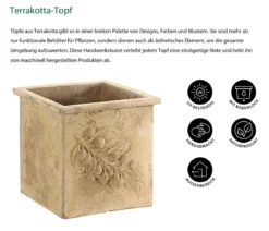 Dehner Terrakotta-Topf, quadratisch, terrakotta-antik
