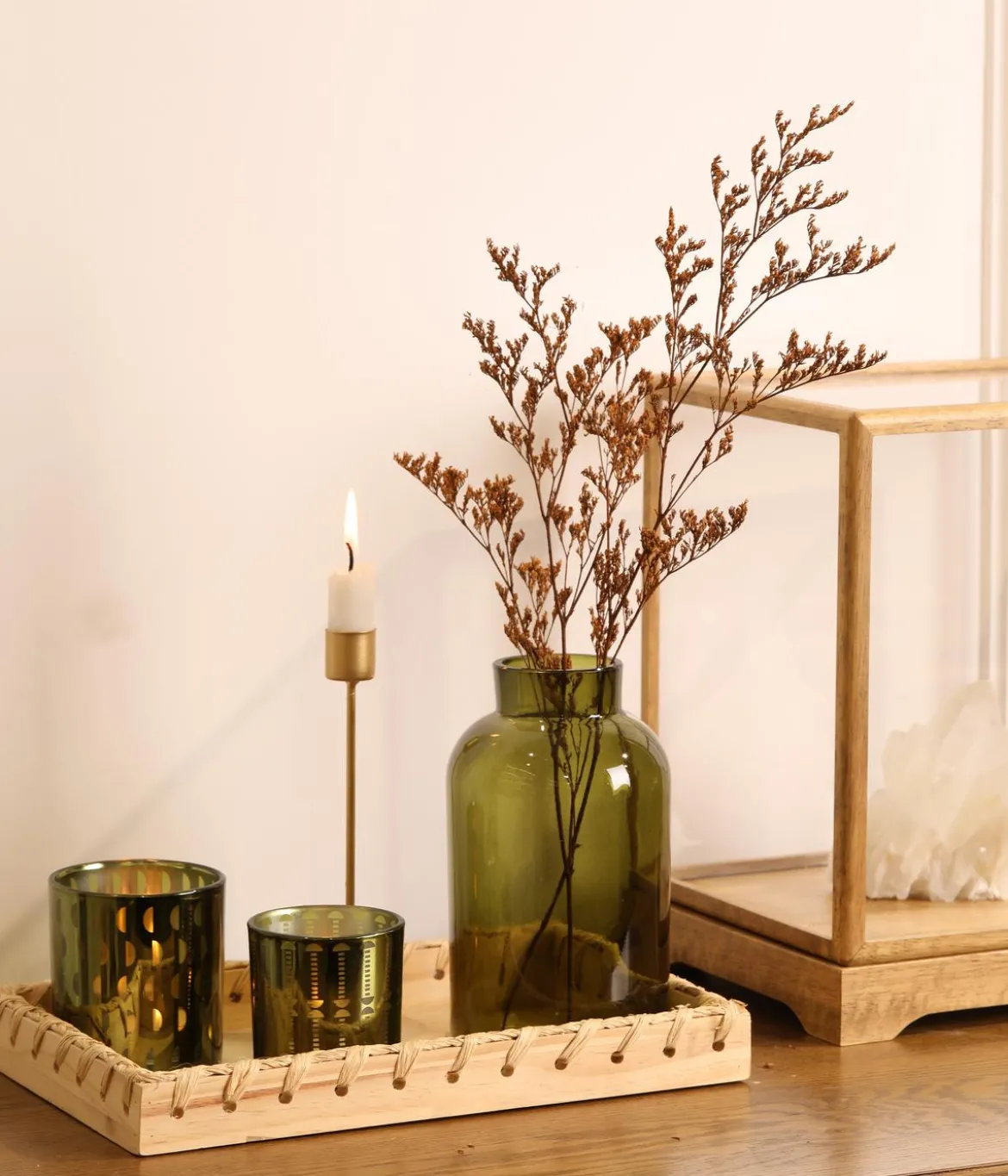 Dehner Tischdeko-Set, grün/gold, 5-teilig