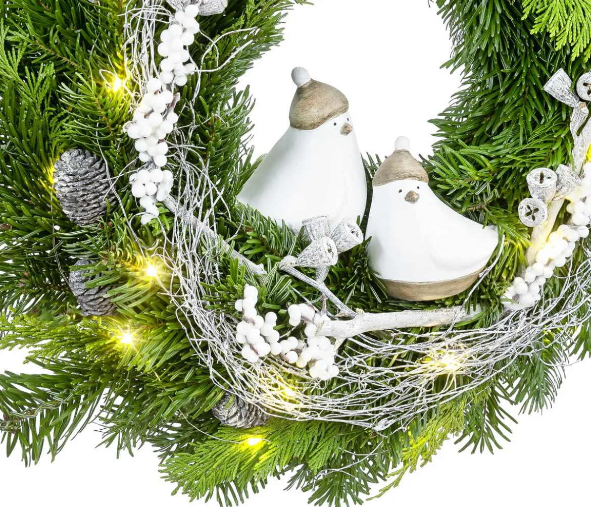 Dehner Türkranz Wintervögel inkl. LED-Lichterkette, ca. Ø35 cm