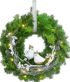 Dehner Türkranz Wintervögel inkl. LED-Lichterkette, ca. Ø35 cm