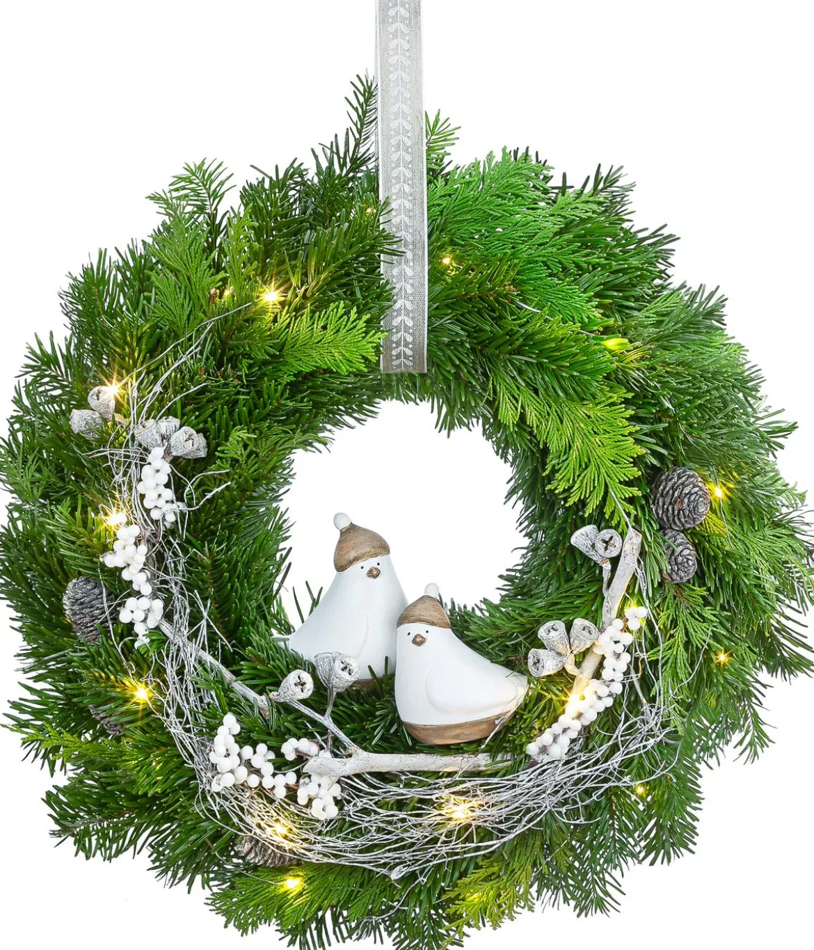 Dehner Türkranz Wintervögel inkl. LED-Lichterkette, ca. Ø35 cm