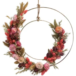 Dehner Trockenblumenkranz DIY-Set Herbstfeuer, 8-teilig