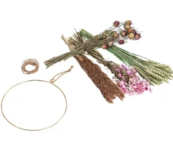 Dehner Trockenblumenkranz DIY Set Rosa Blütentraum, ca. Ø20 cm, 6-teilig