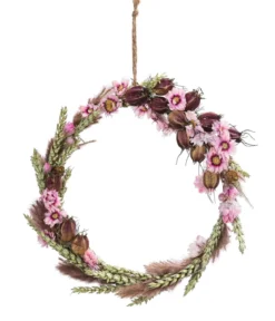 Dehner Trockenblumenkranz DIY Set Rosa Blütentraum, ca. Ø20 cm, 6-teilig