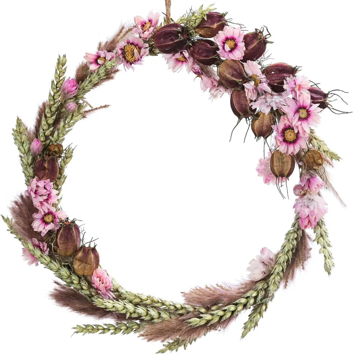 Dehner Trockenblumenkranz DIY Set Rosa Blütentraum, ca. Ø20 cm, 6-teilig