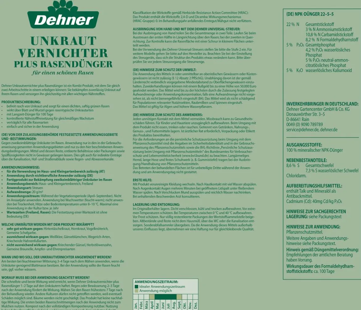 Dehner Unkrautvernichter plus Rasendünger