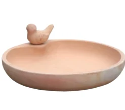 Dehner Vogeltränke mit Vogel, ca. Ø32 cm, Terrakotta