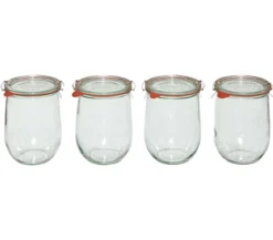 Dehner WECK® Tulpenglas, 1000 ml, inkl. Einkochringe & Klammern, 4er-Set