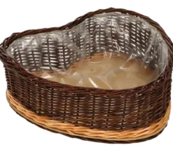 Dehner Weidenherz mit Folie ausgeschlagen, braun, ca. B35/H13/T35 cm