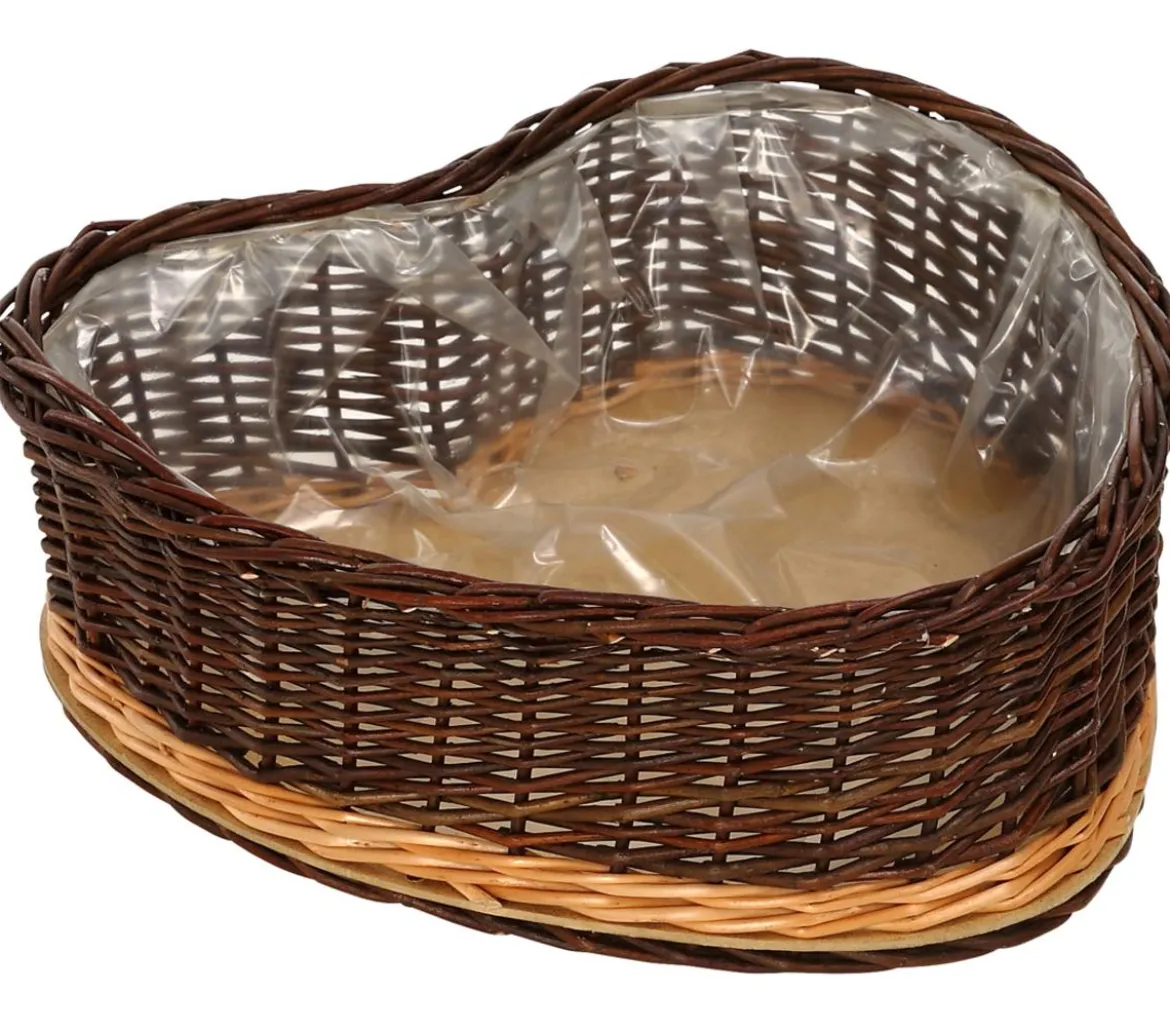Dehner Weidenherz mit Folie ausgeschlagen, braun, ca. B35/H13/T35 cm