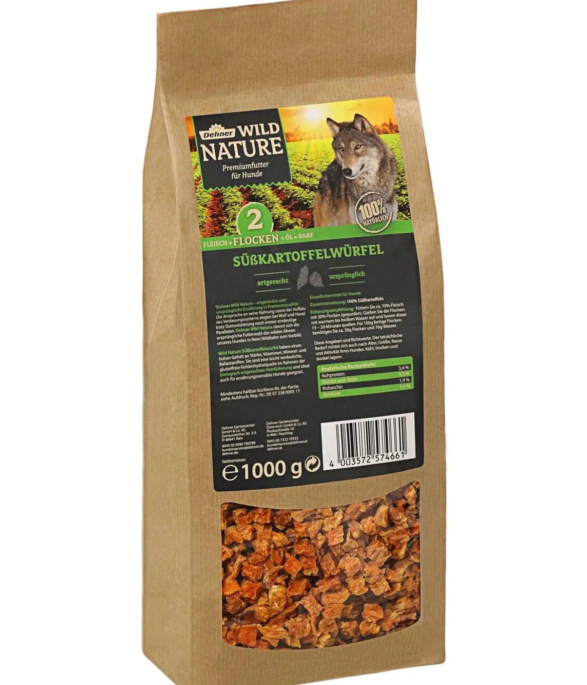 Dehner Wild Nature BARF-Ergänzungsfutter für Hunde Süßkartoffelwürfel