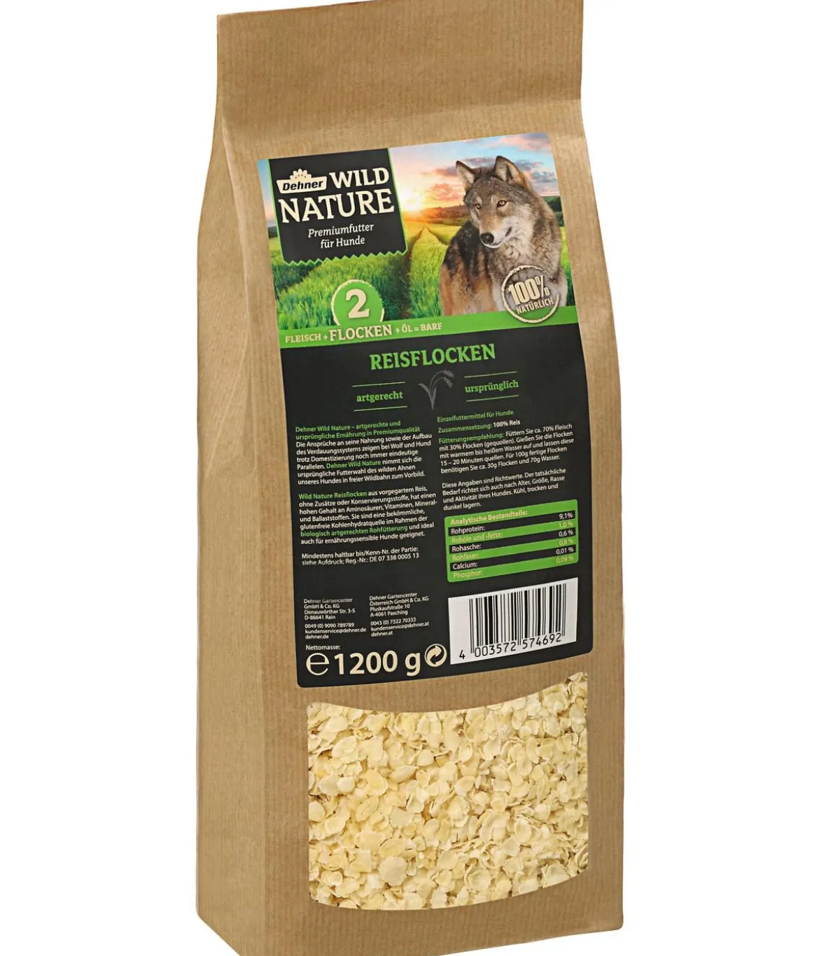 Dehner Wild Nature BARF-Ergänzungsfutter für Hunde Reisflocken