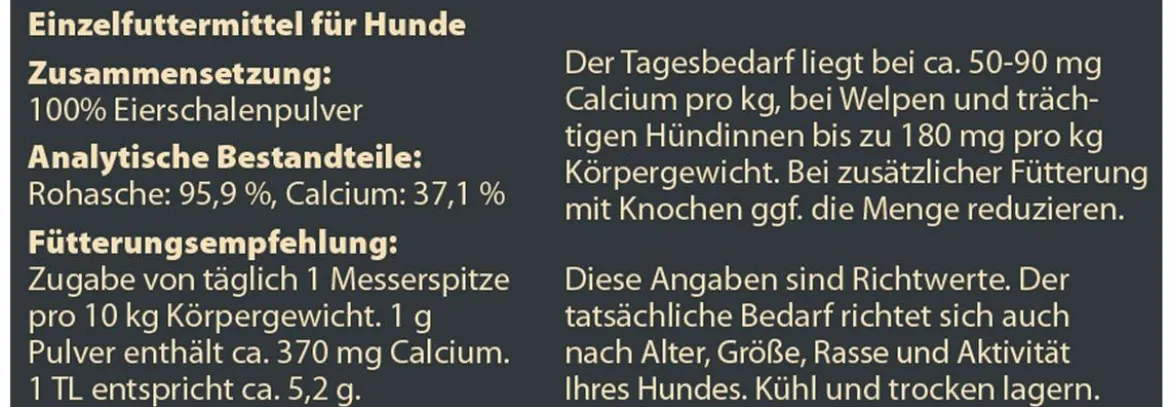 Dehner Wild Nature BARF-Ergänzungsfutter für Hunde Eierschalenpulver