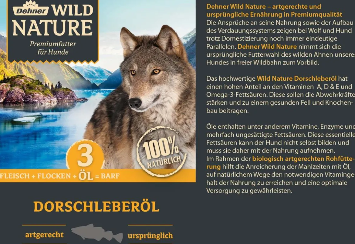 Dehner Wild Nature BARF-Ergänzungsfutter für Hunde Dorschleberöl