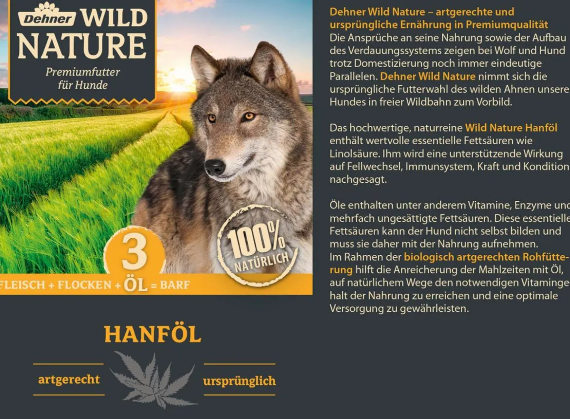 Dehner Wild Nature BARF-Ergänzungsfutter für Hunde Hanföl