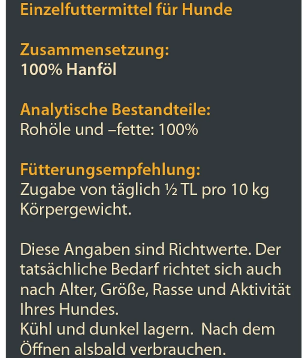 Dehner Wild Nature BARF-Ergänzungsfutter für Hunde Hanföl