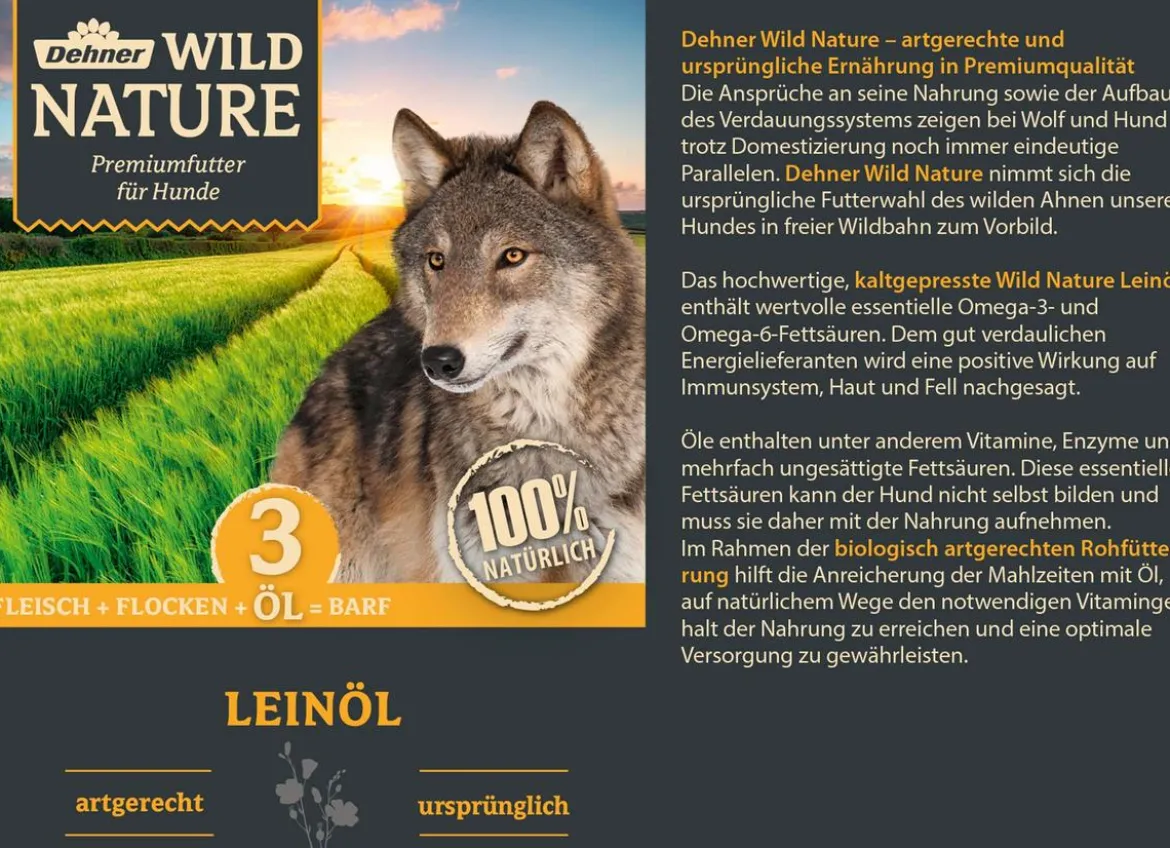 Dehner Wild Nature BARF-Ergänzungsfutter für Hunde Leinöl
