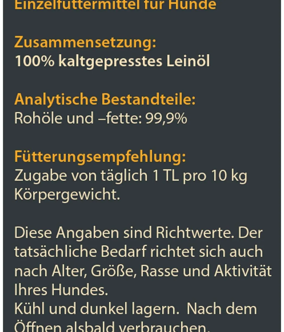 Dehner Wild Nature BARF-Ergänzungsfutter für Hunde Leinöl