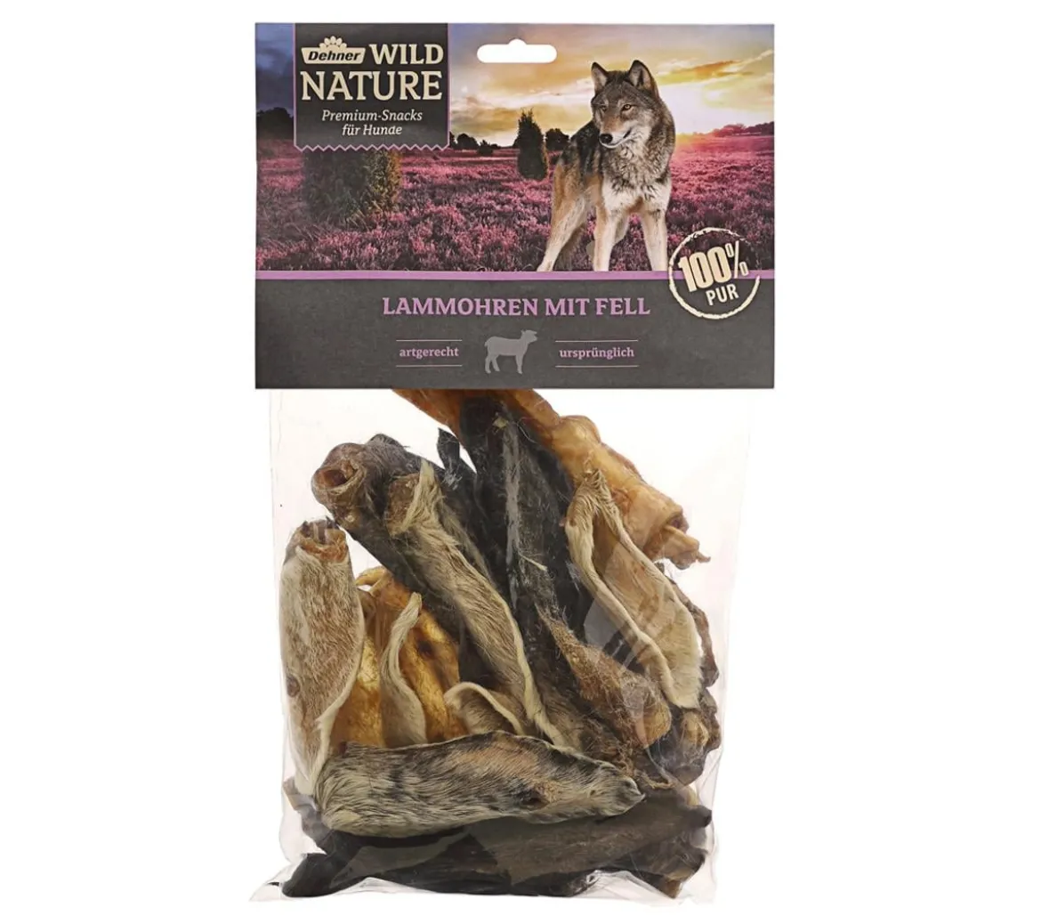 Dehner Wild Nature Hundesnack Lammohren mit Fell, 200 g