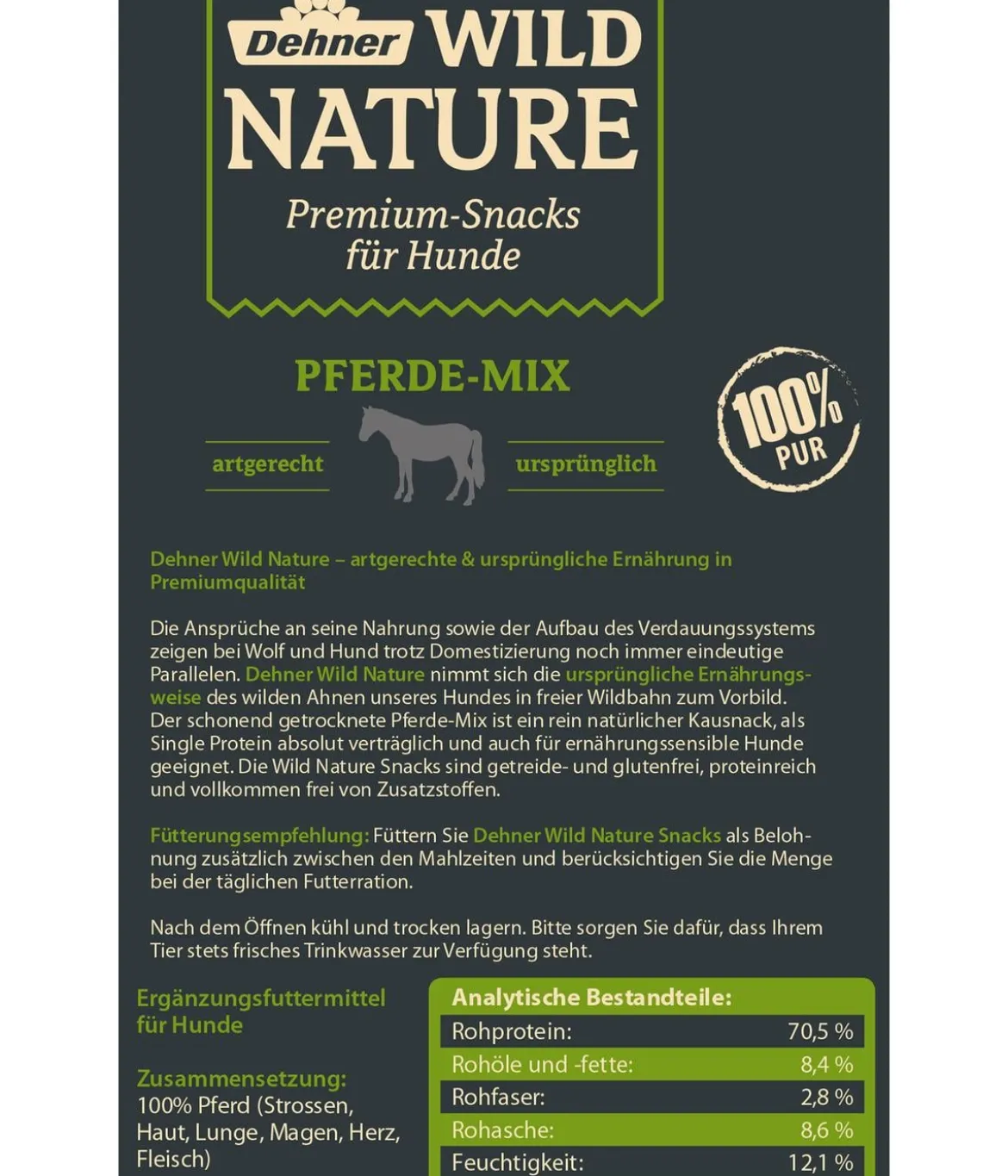 Dehner Wild Nature Hundesnack Pferde-Mix, 300 g