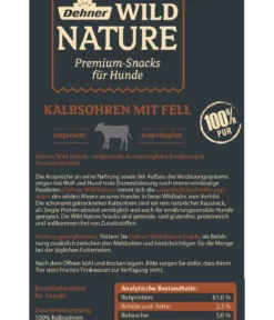 Dehner Wild Nature Hundesnack Kalbsohren mit Fell